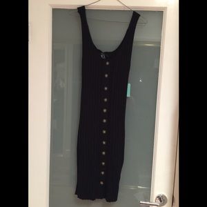Women’s Blk Rib Knit Tank Dress w/button front Med